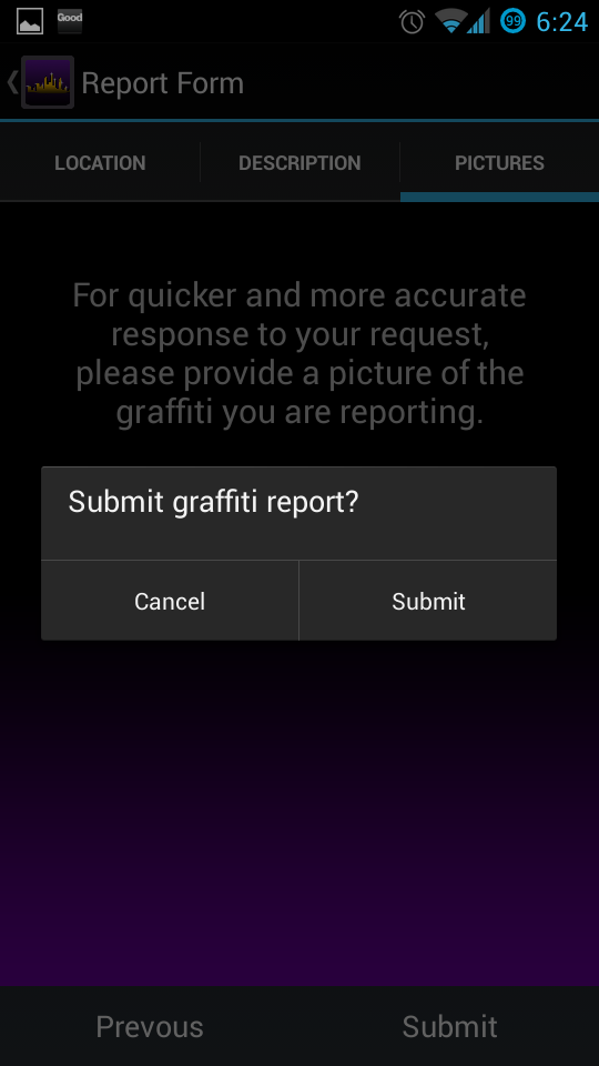 Urban Graffiti submit screen